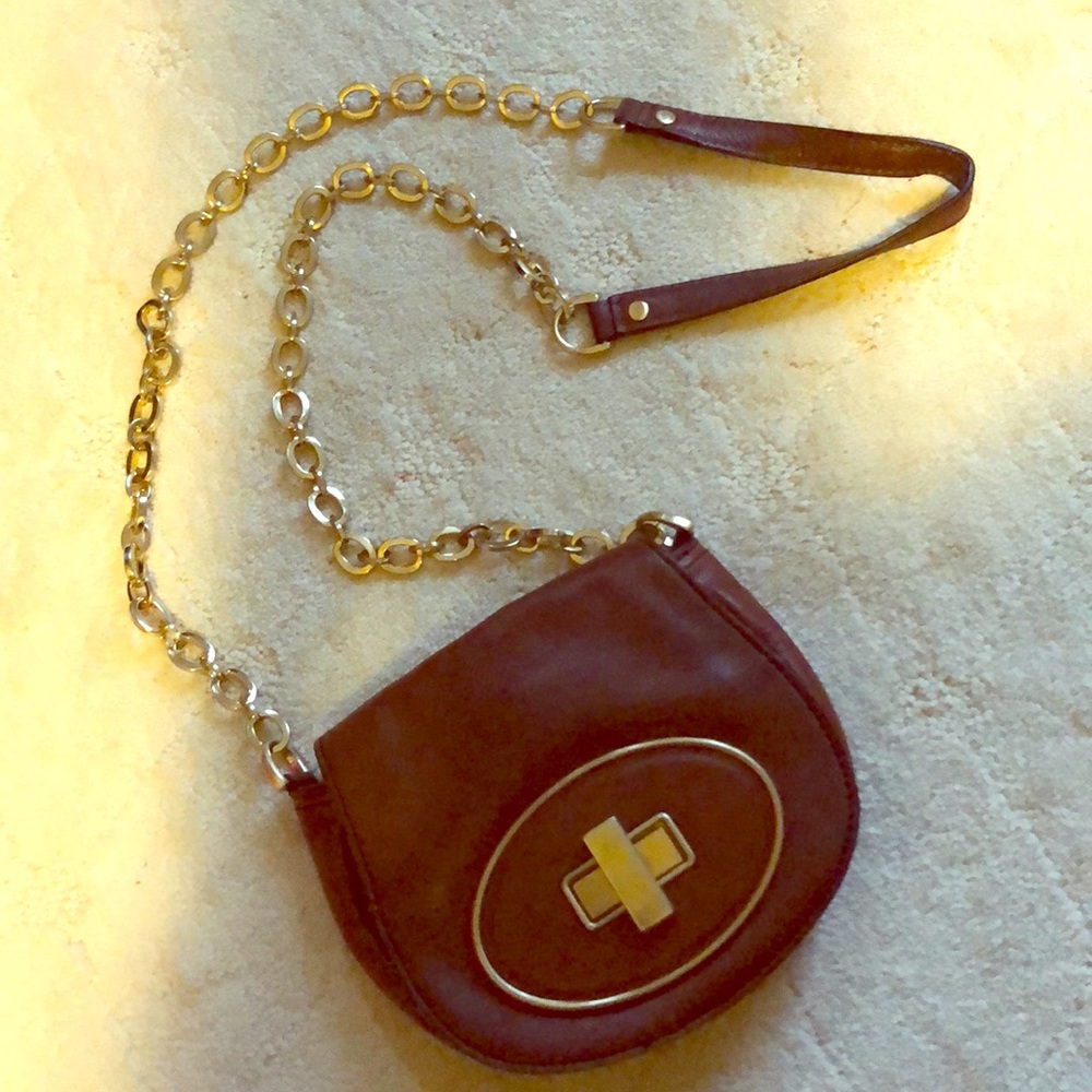 Cole Haan gold leather chain crossbody mini bag